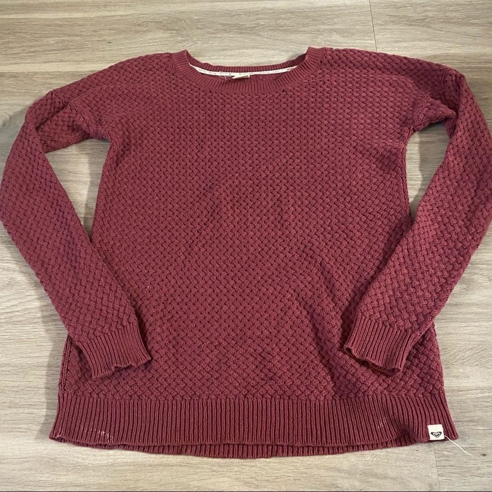 Roxy maroon knit pullover sweater cotton blend size medium